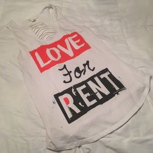 “Love for Rent” distressed tank
